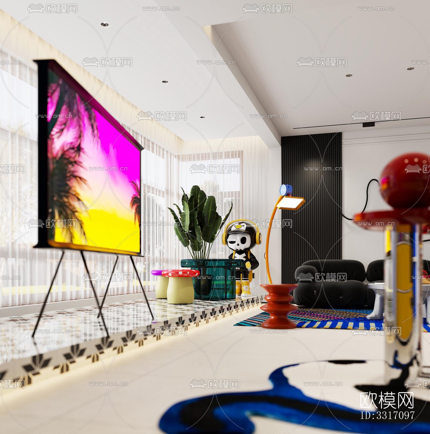 现代客厅效果图下载（渲染图1）