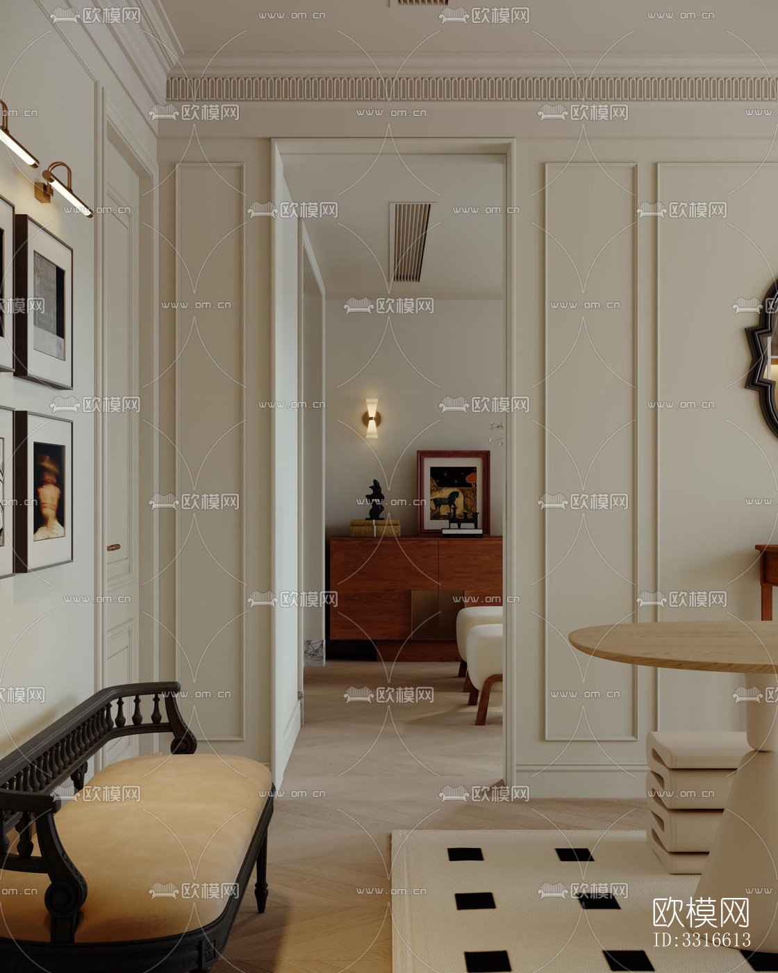 法式客厅效果图下载（渲染图2）