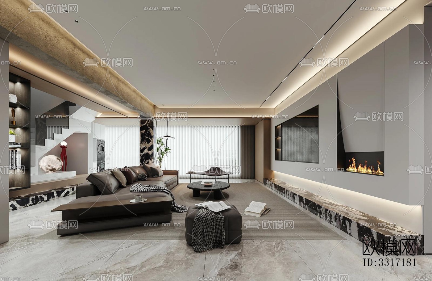 现代客厅效果图下载（渲染图5）