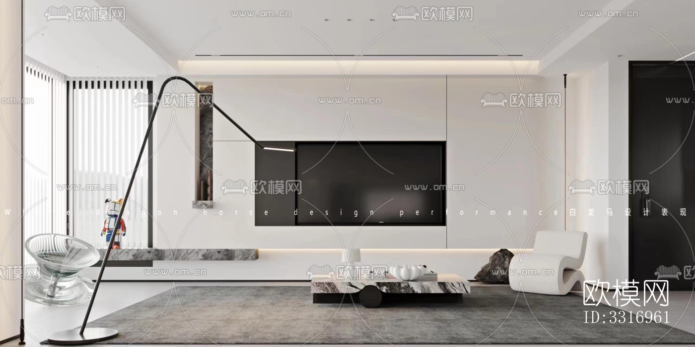 现代客厅效果图下载（渲染图5）