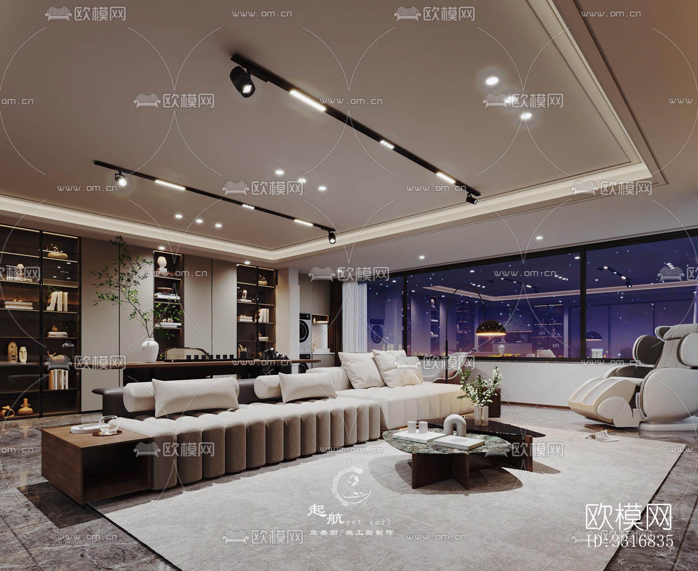 现代客厅效果图下载（渲染图5）