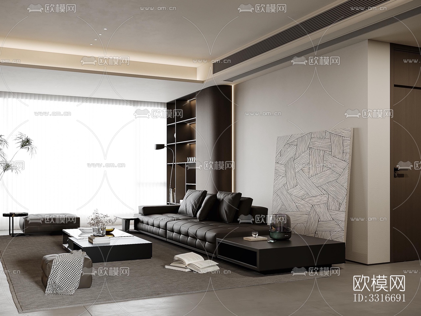 现代客厅效果图下载（渲染图3）