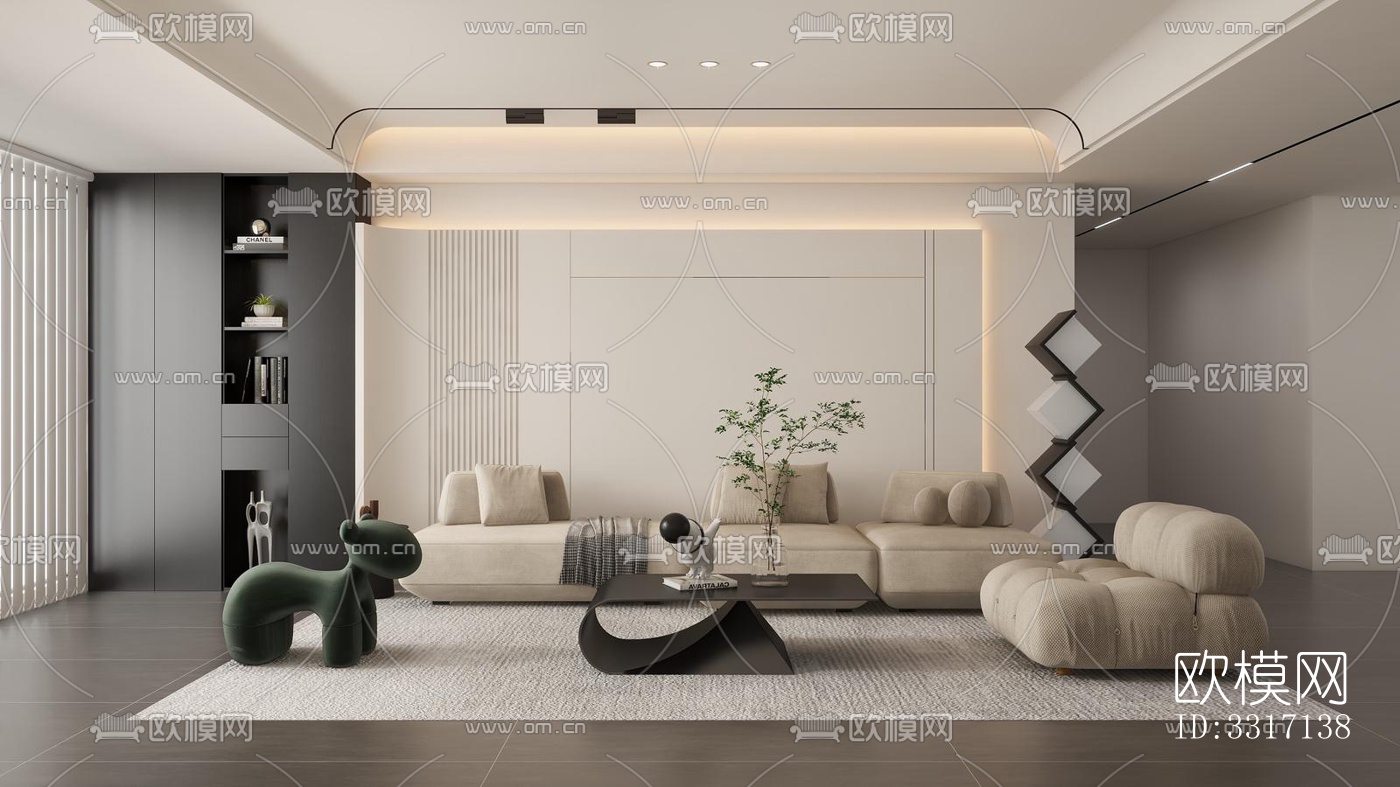 现代客厅效果图下载（渲染图3）