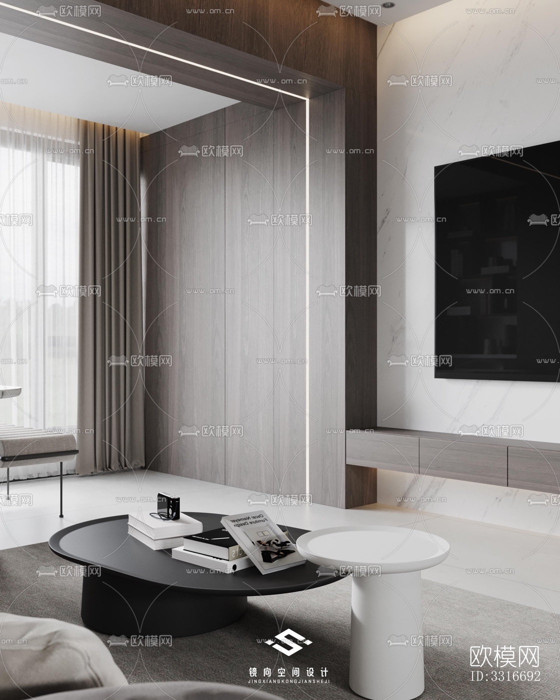 现代客厅效果图下载（渲染图4）