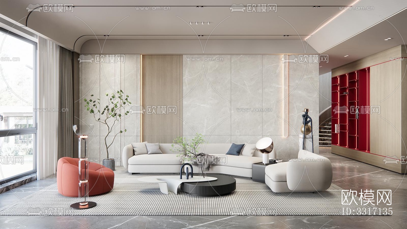 现代客厅效果图下载（渲染图2）