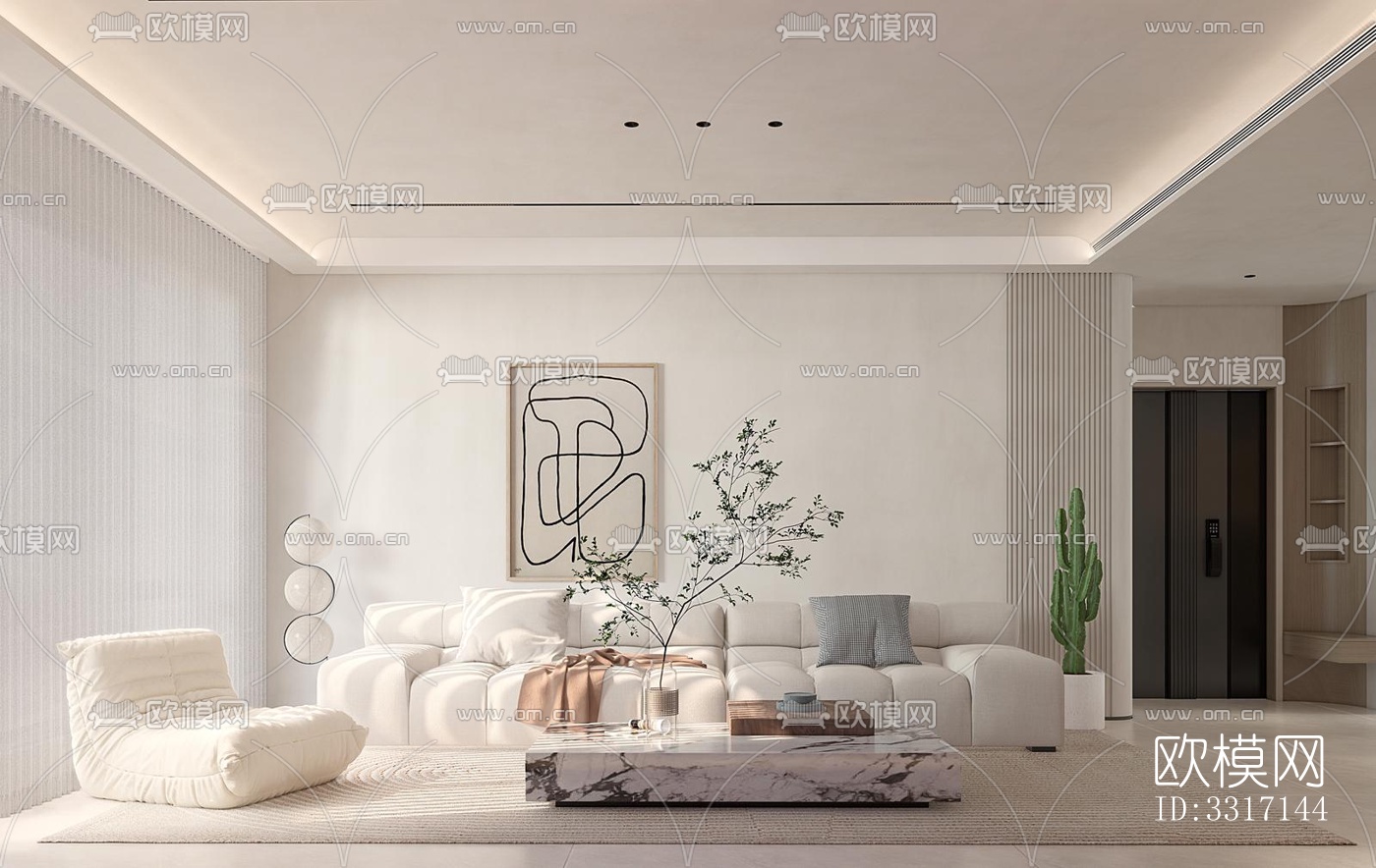 现代客厅效果图下载（渲染图2）