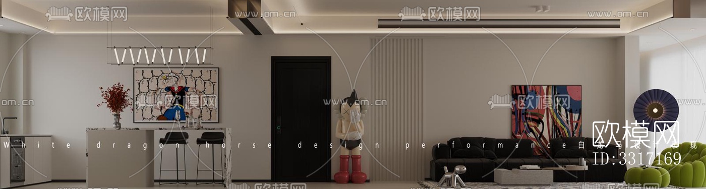 现代客厅效果图下载（渲染图2）