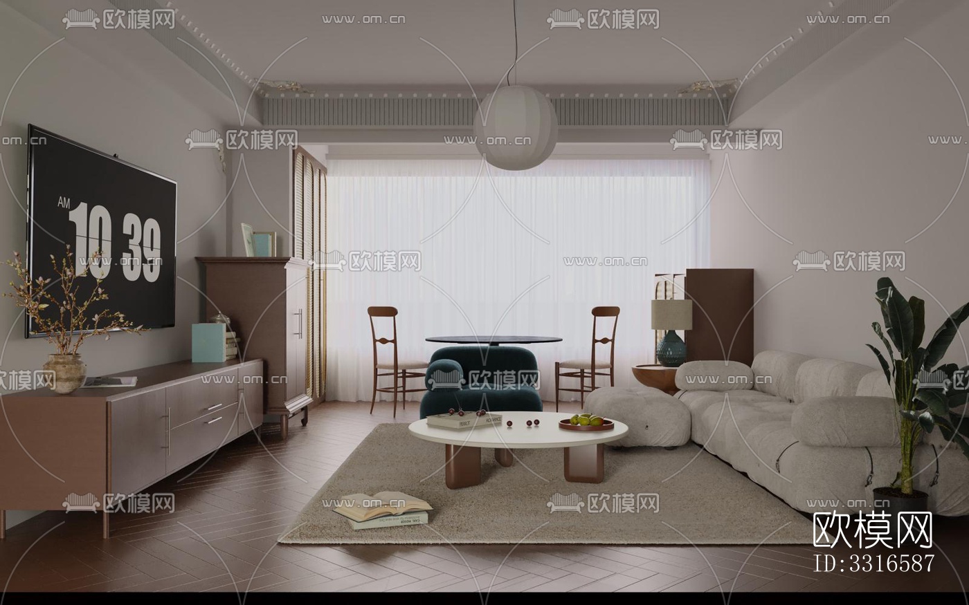 中古风客厅效果图下载（渲染图1）