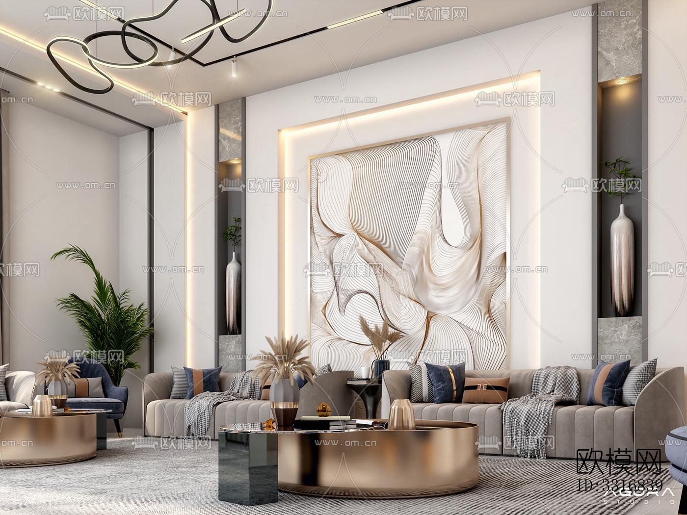 现代客厅效果图下载（渲染图3）