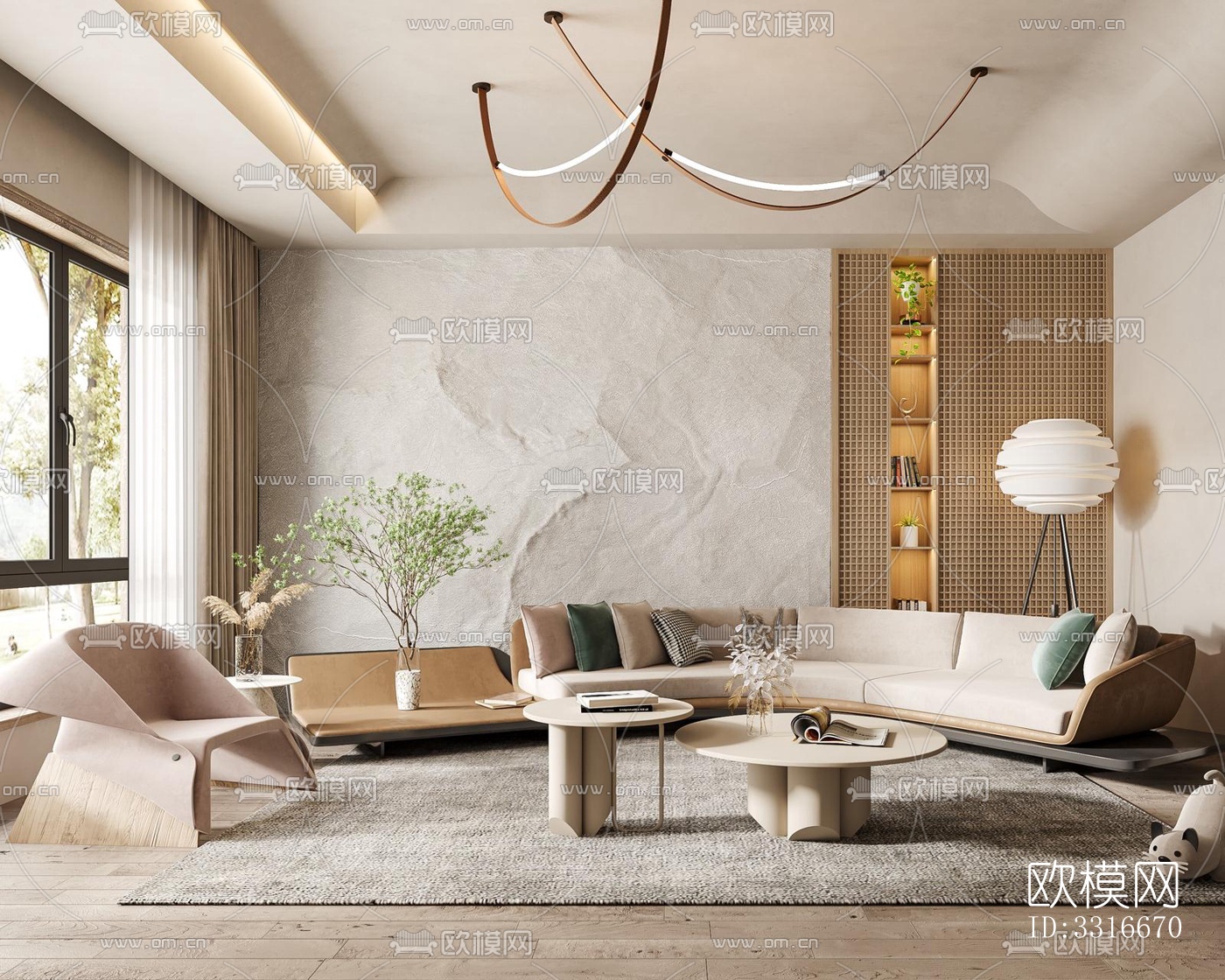 现代客厅效果图下载（渲染图2）