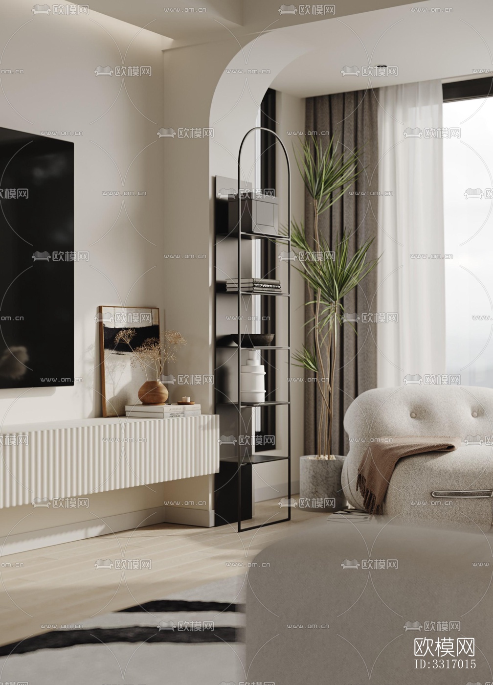 现代客厅效果图下载（渲染图12）