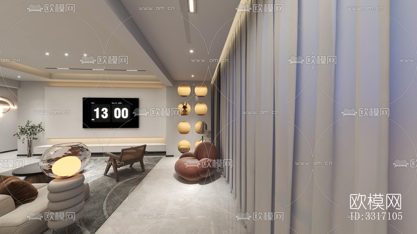 现代客厅效果图下载（渲染图5）