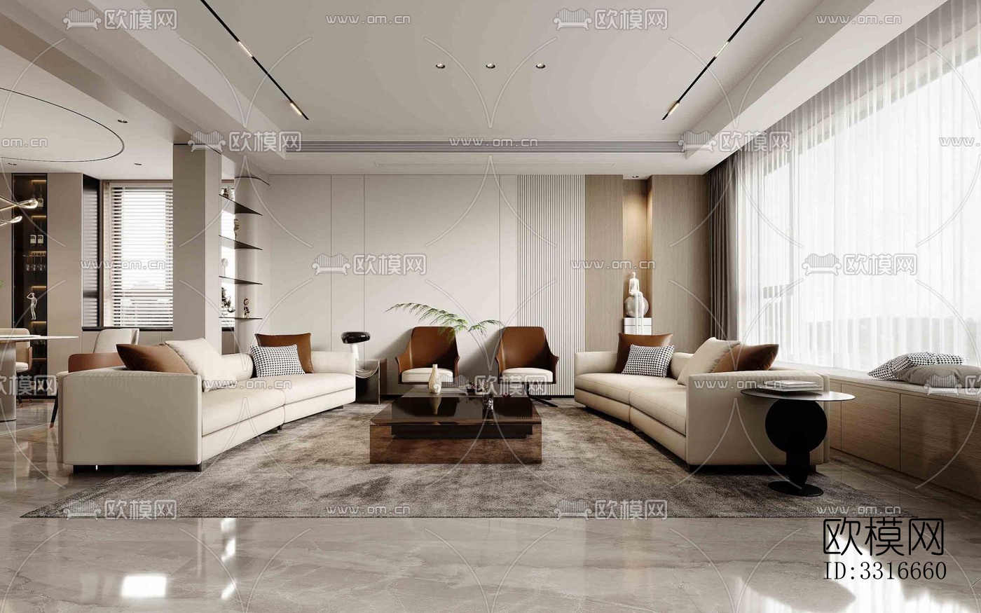 现代客厅效果图下载（渲染图2）