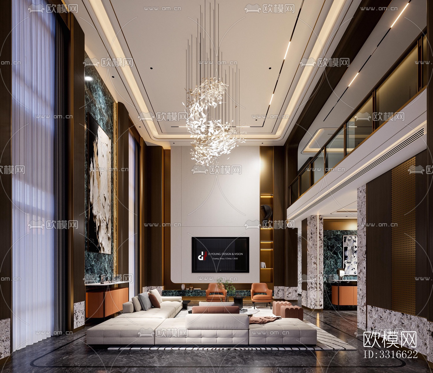 现代客厅效果图下载（渲染图7）