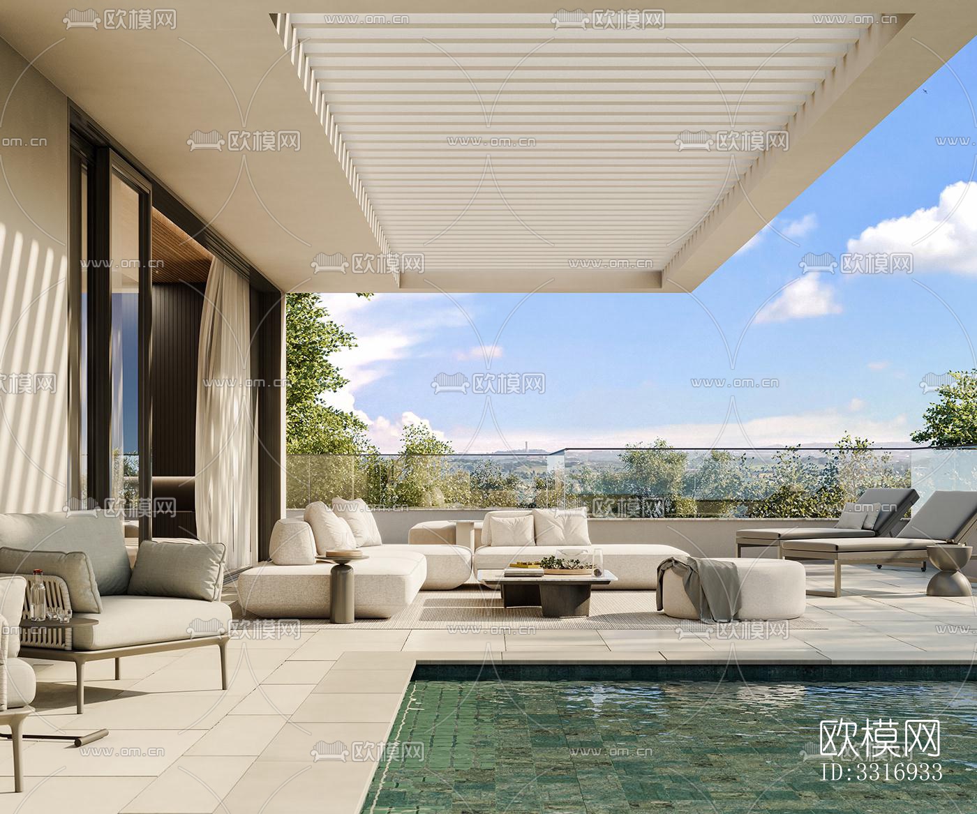 现代客厅效果图下载（渲染图5）