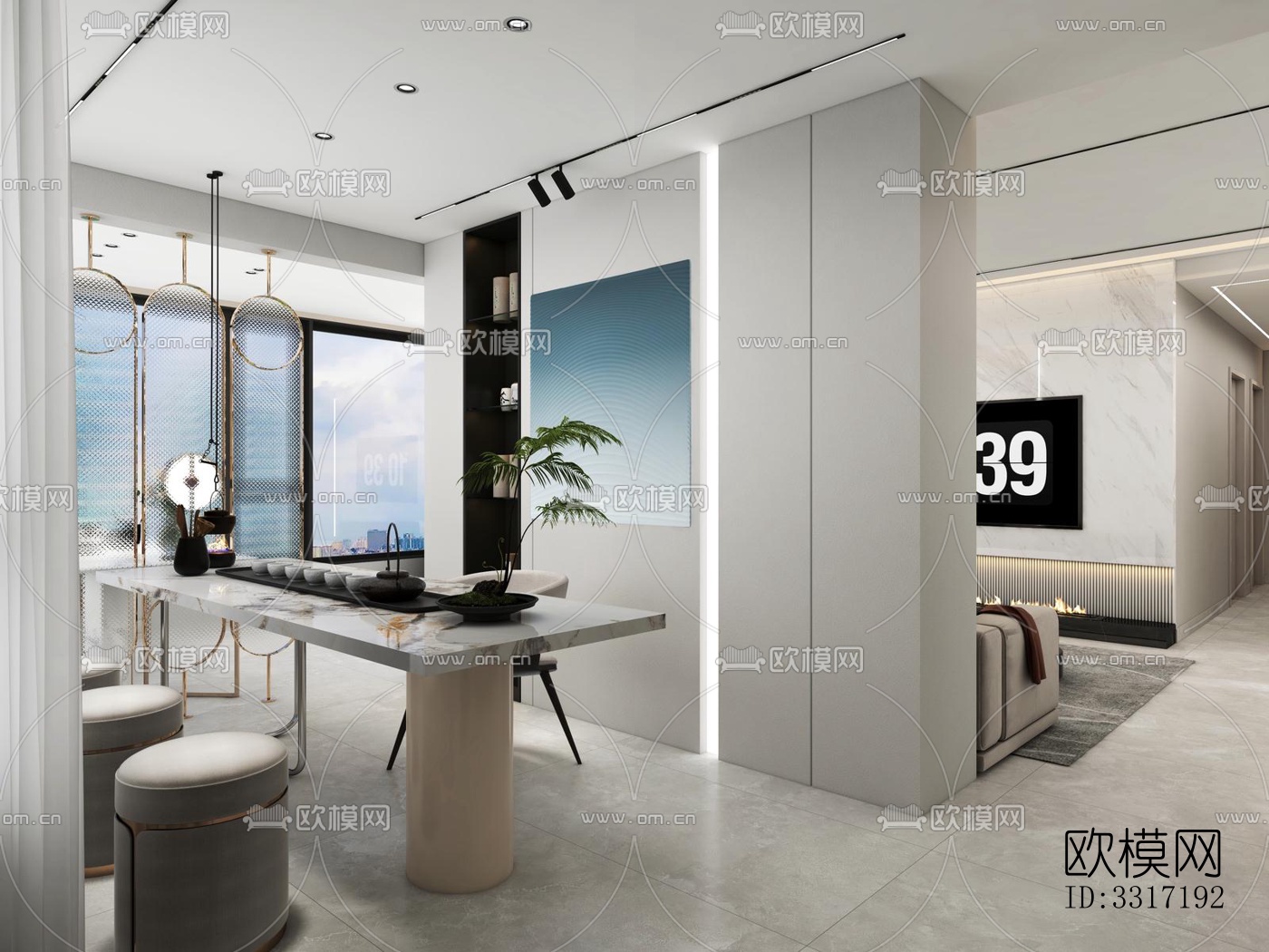 现代客厅效果图下载（渲染图6）