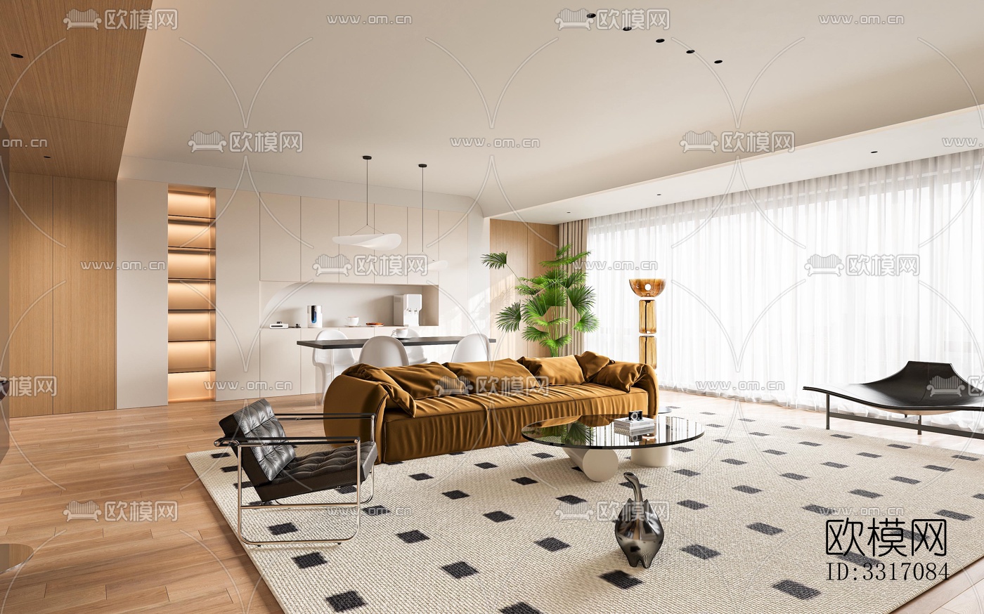 现代客厅效果图下载（渲染图4）