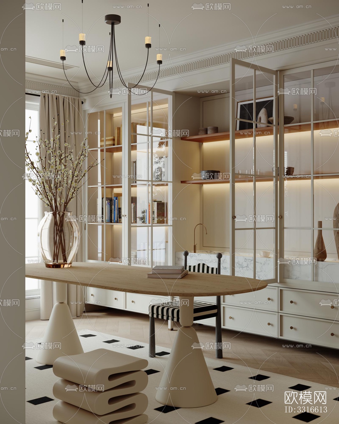 法式客厅效果图下载（渲染图3）