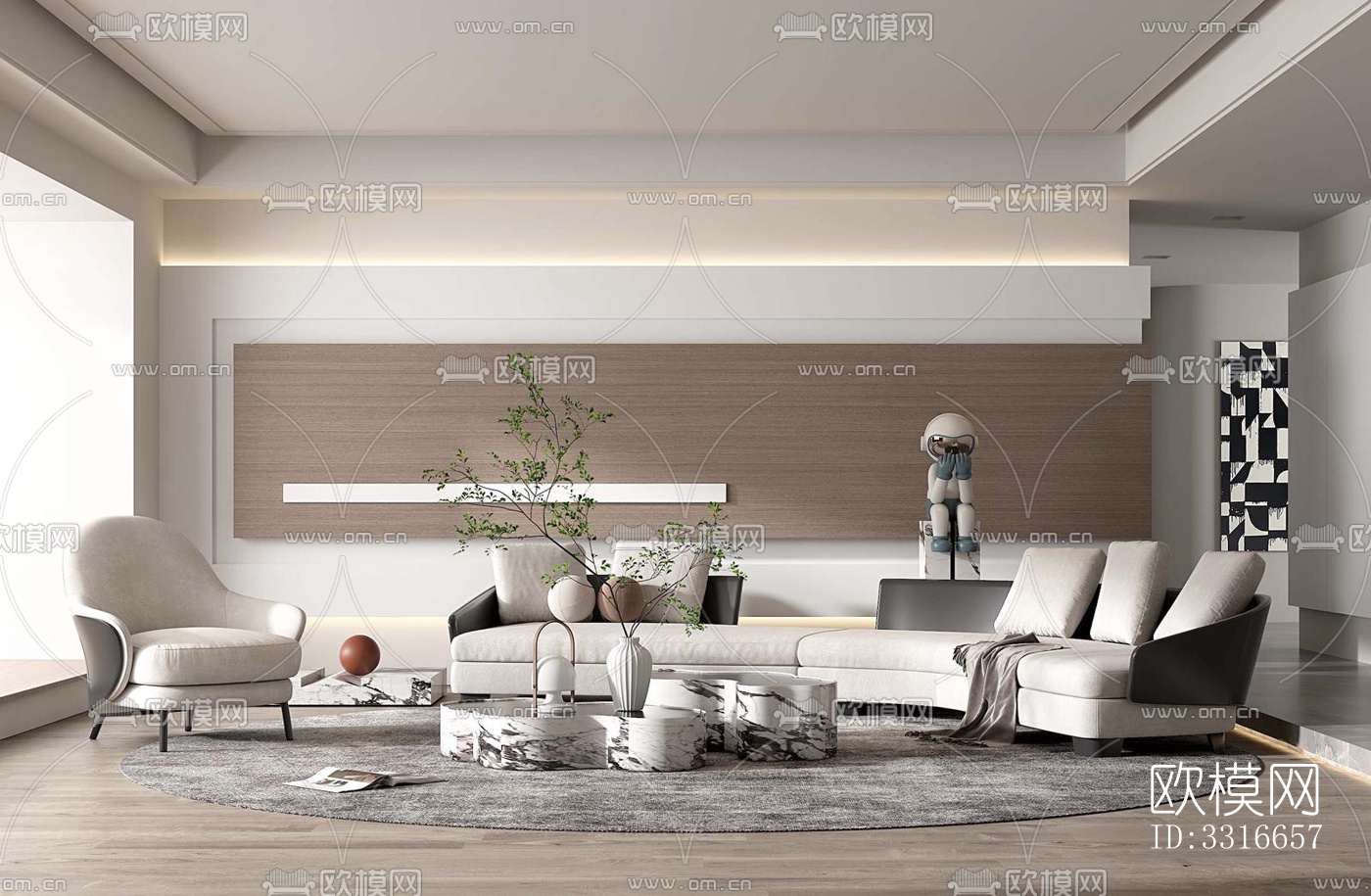 现代客厅效果图下载（渲染图1）