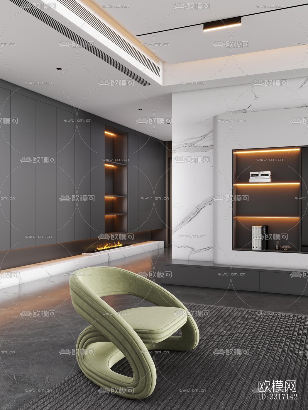 现代客厅效果图下载（渲染图3）