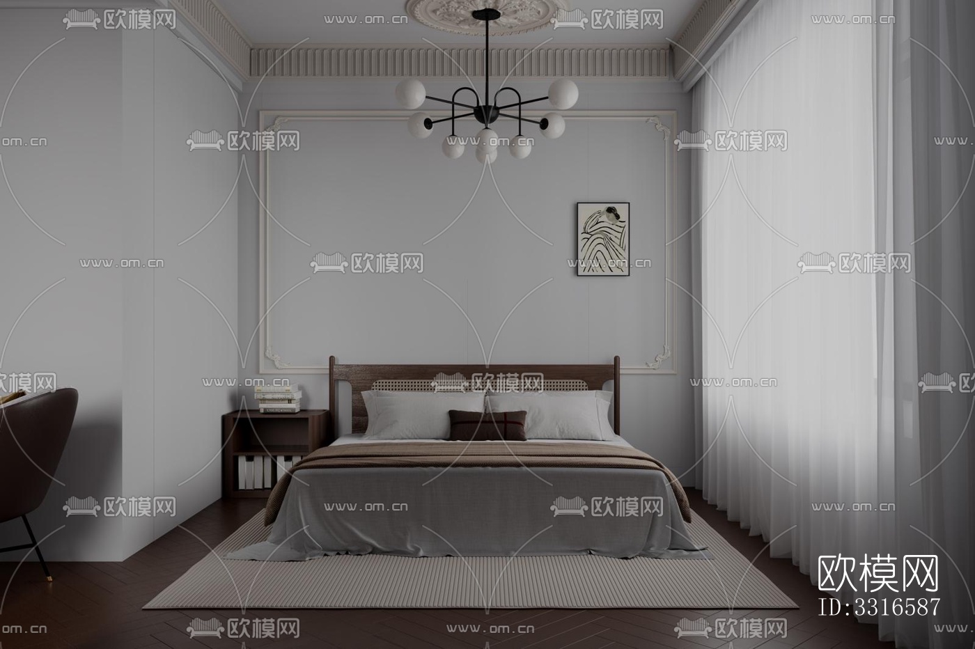 中古风客厅效果图下载（渲染图4）