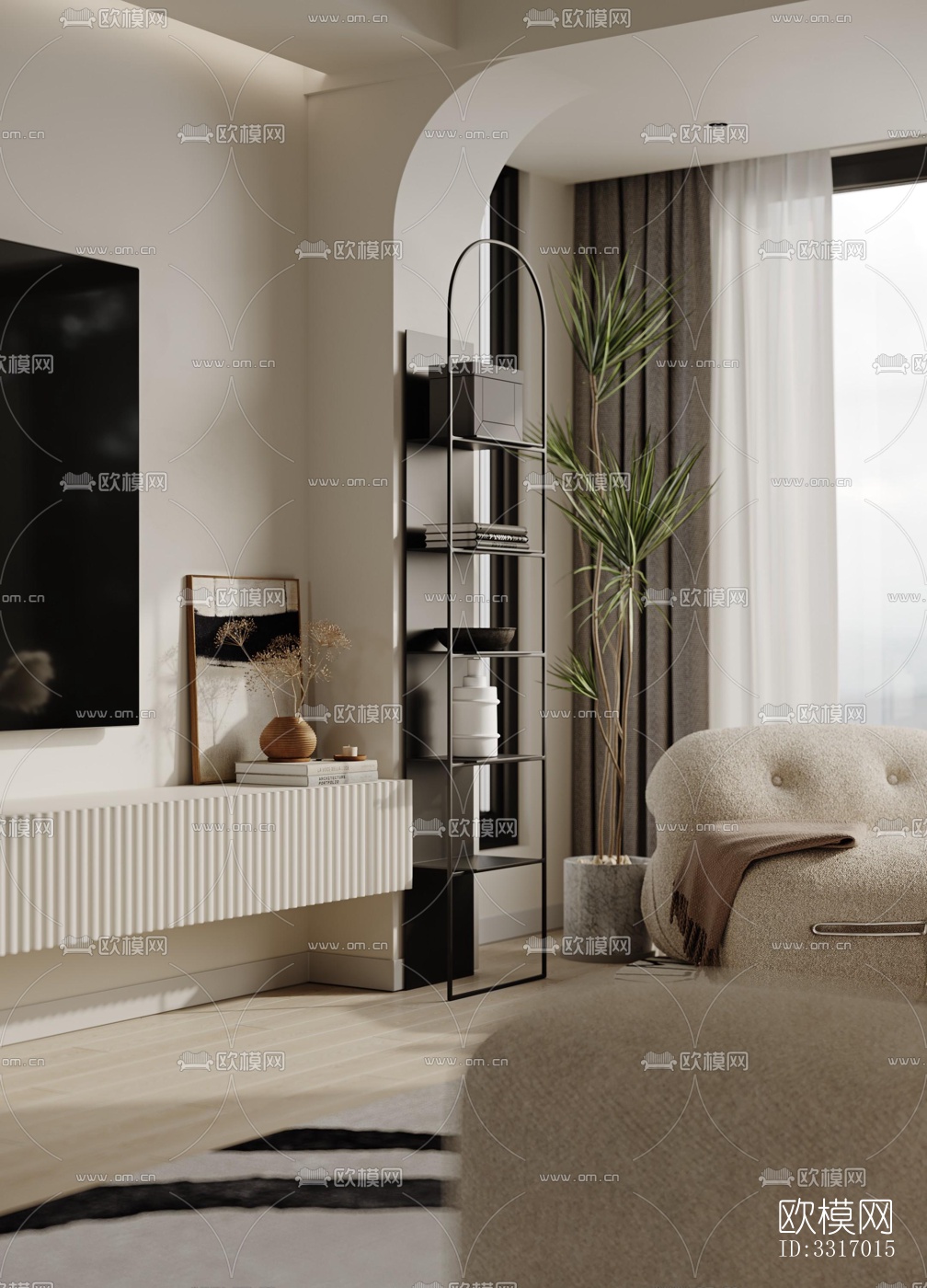 现代客厅效果图下载（渲染图5）