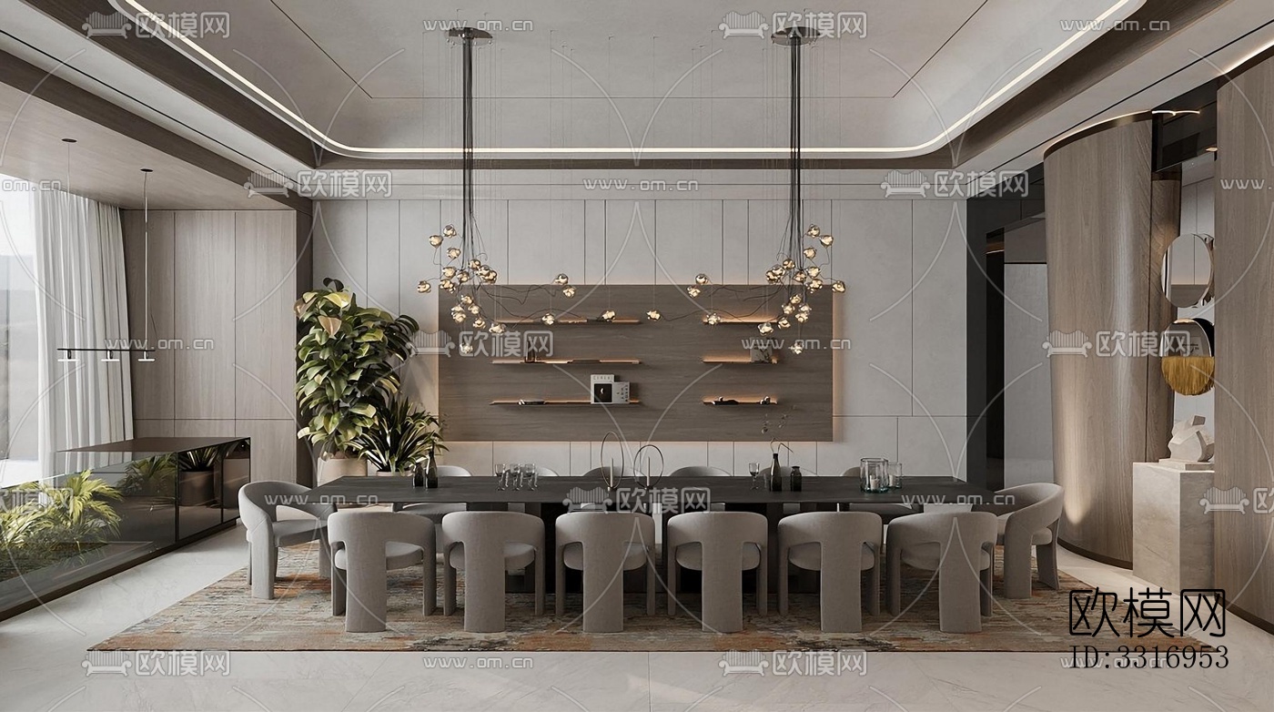 现代客厅效果图下载（渲染图4）