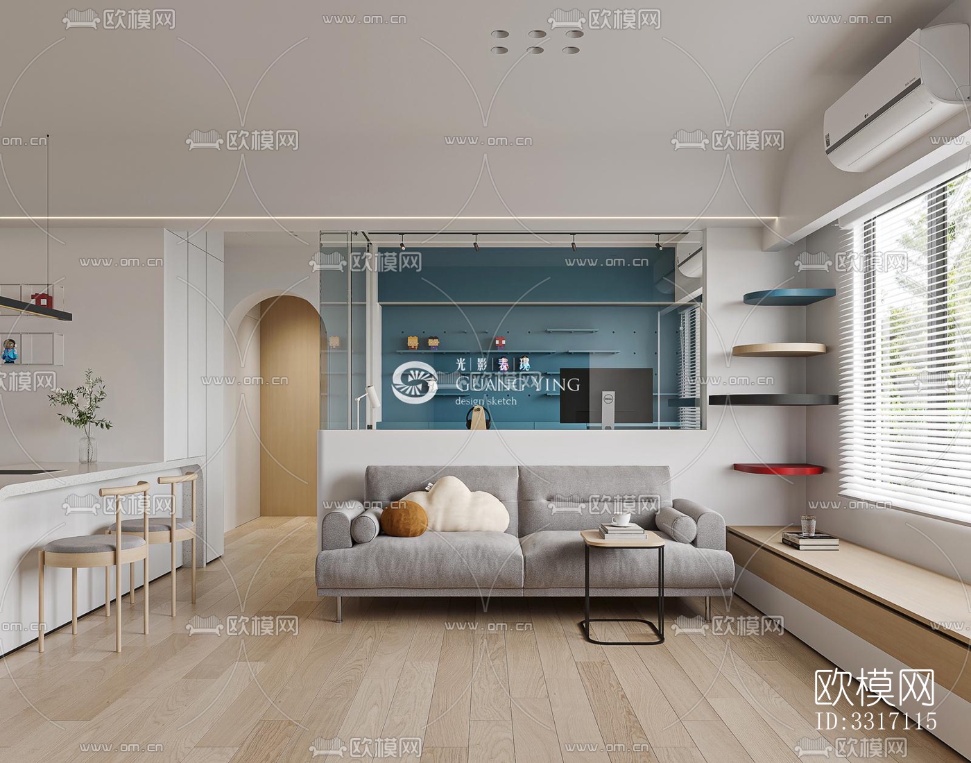 现代客厅效果图下载（渲染图1）