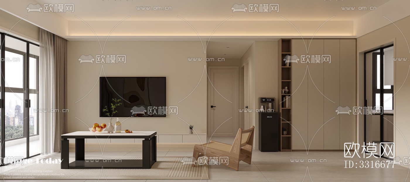 现代客厅效果图下载（渲染图4）