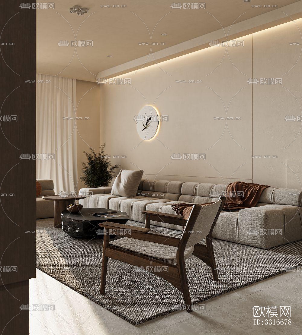 现代客厅效果图下载（渲染图3）