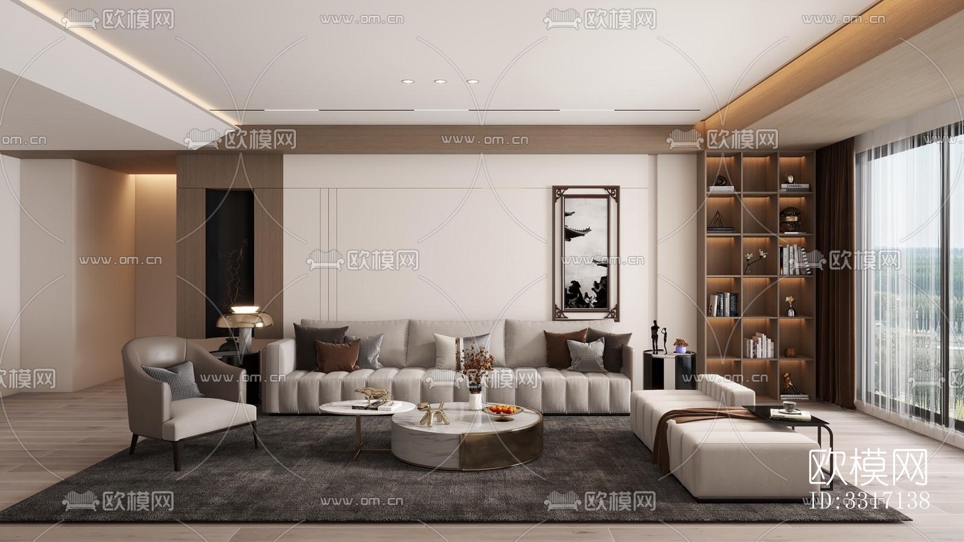 现代客厅效果图下载（渲染图2）