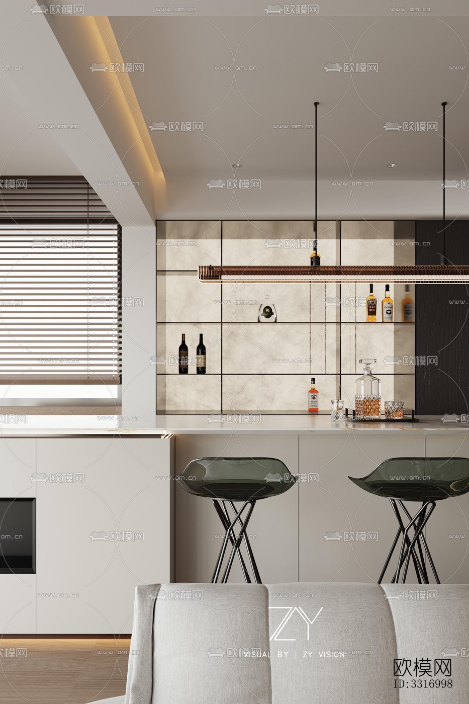 现代客厅效果图下载（渲染图3）