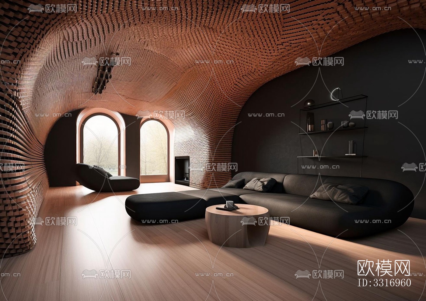 现代客厅效果图下载（渲染图2）