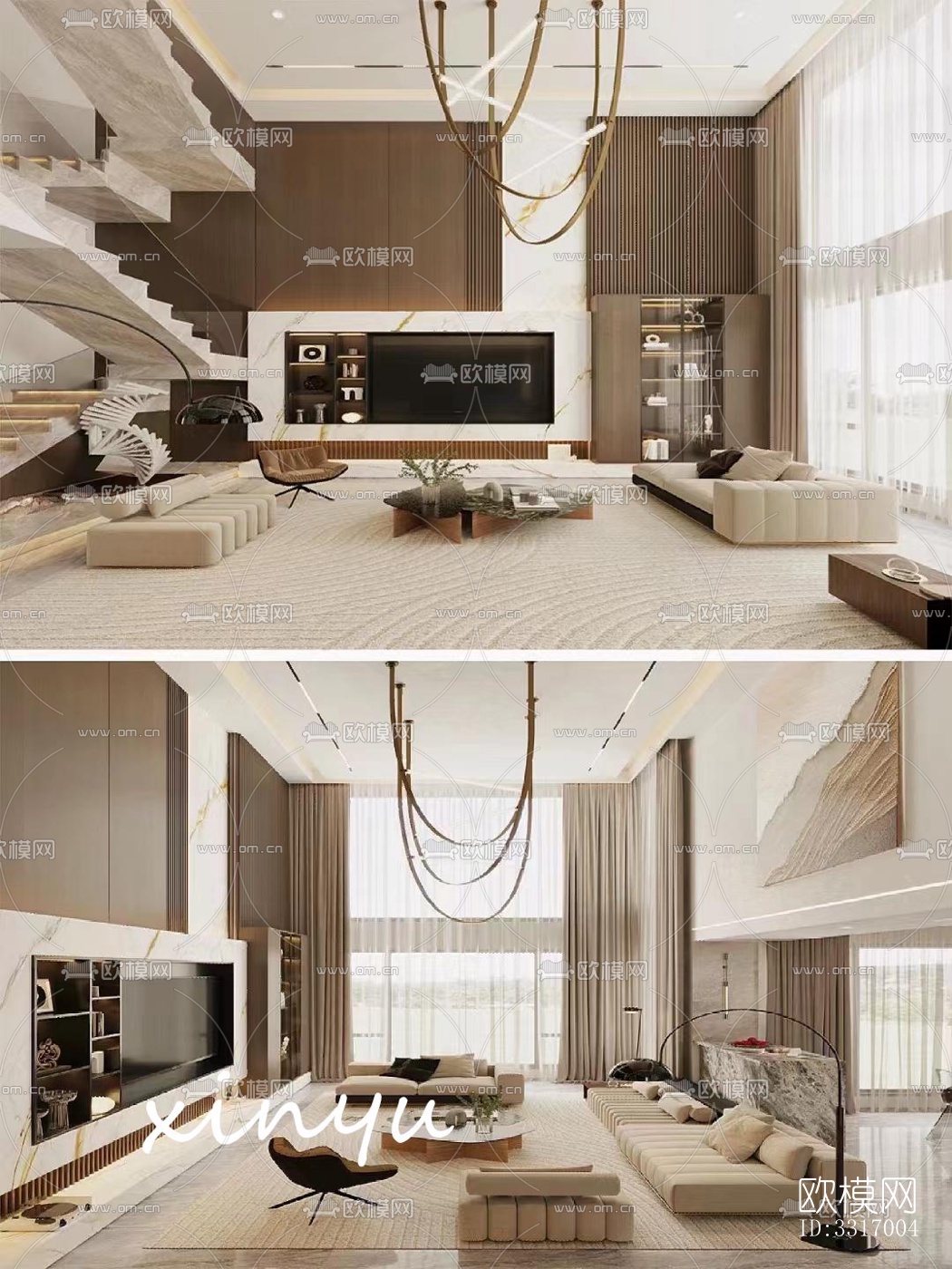 现代客厅效果图下载（渲染图3）