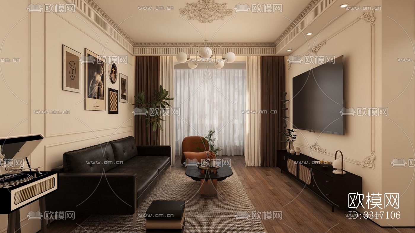 现代客厅效果图下载（渲染图2）