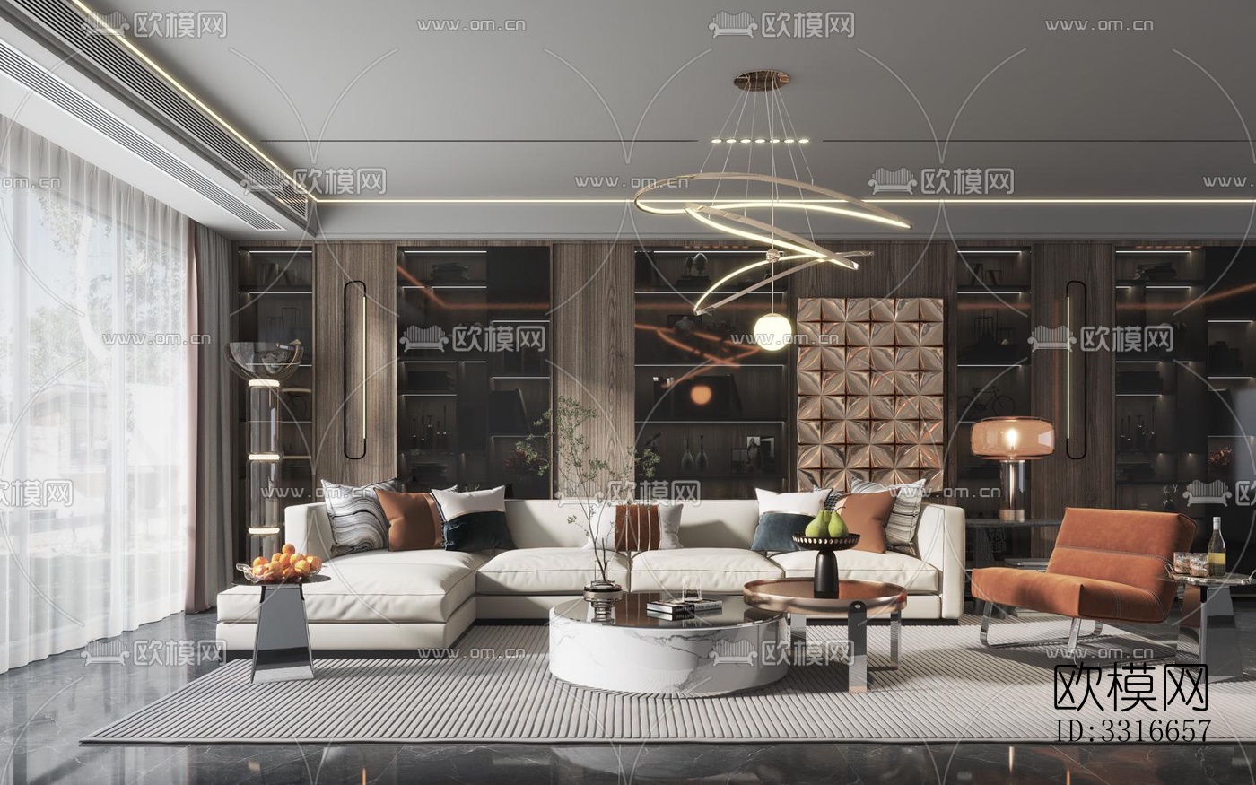 现代客厅效果图下载（渲染图15）