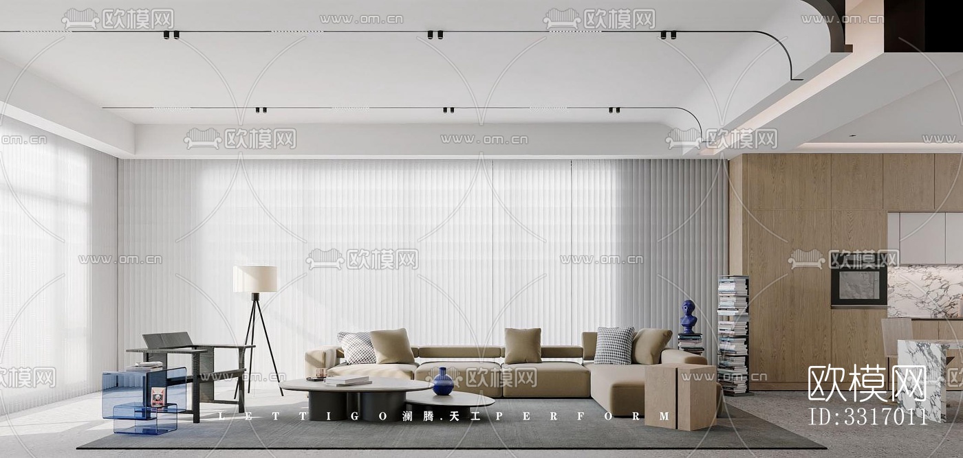 现代客厅效果图下载（渲染图5）