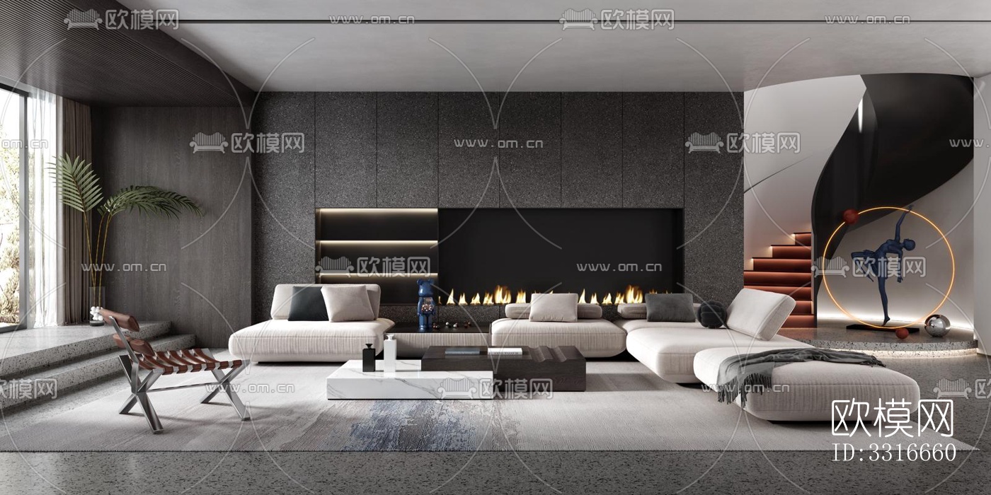 现代客厅效果图下载（渲染图1）