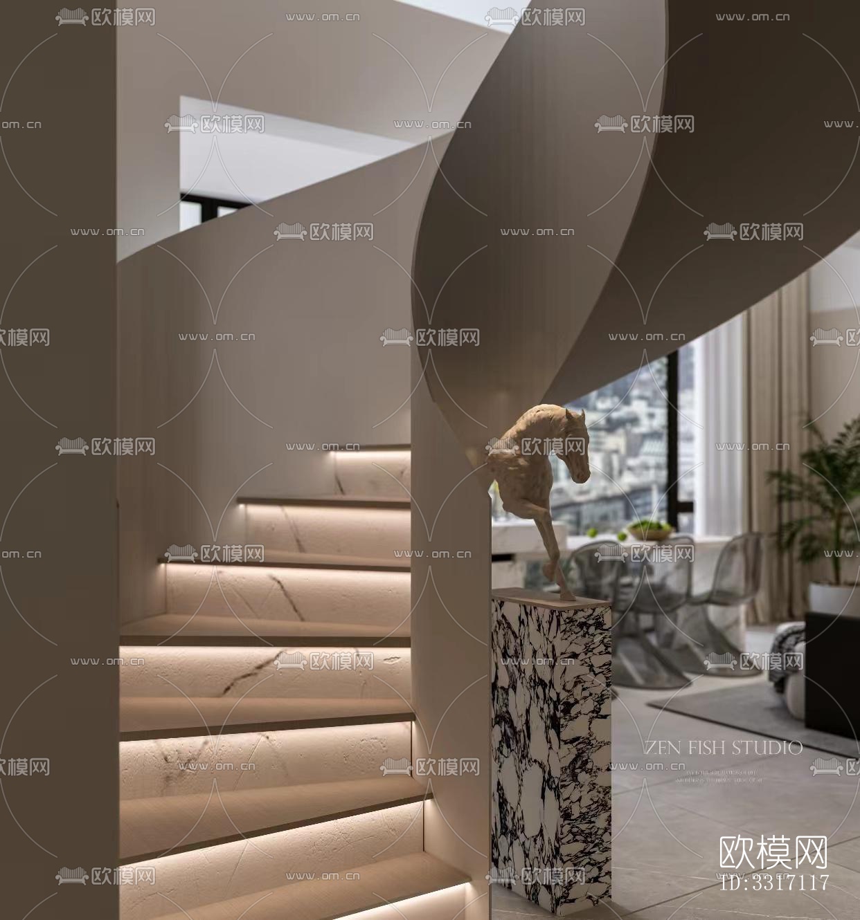 现代客厅效果图下载（渲染图8）