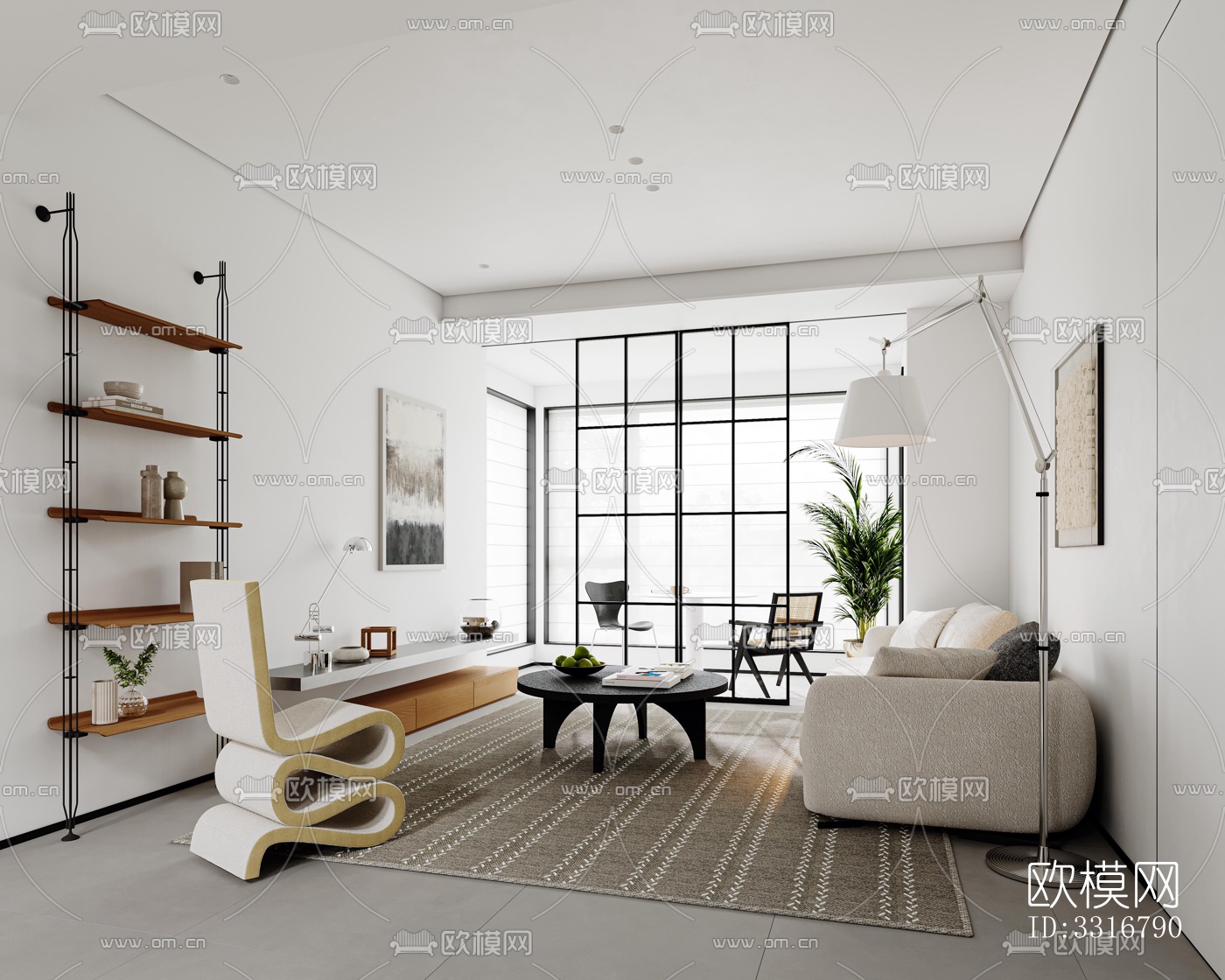 现代客厅效果图下载（渲染图5）