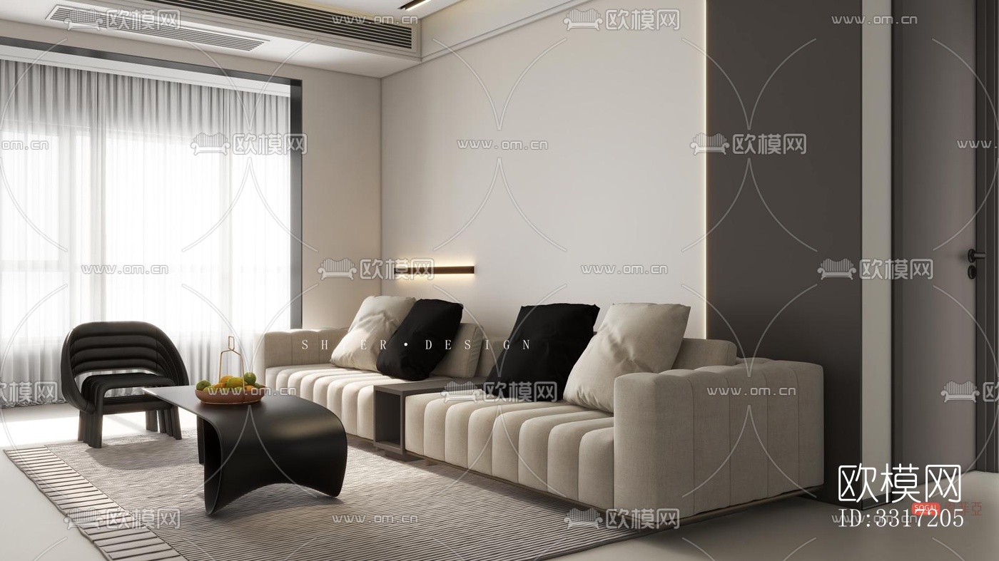 现代客厅效果图下载（渲染图10）