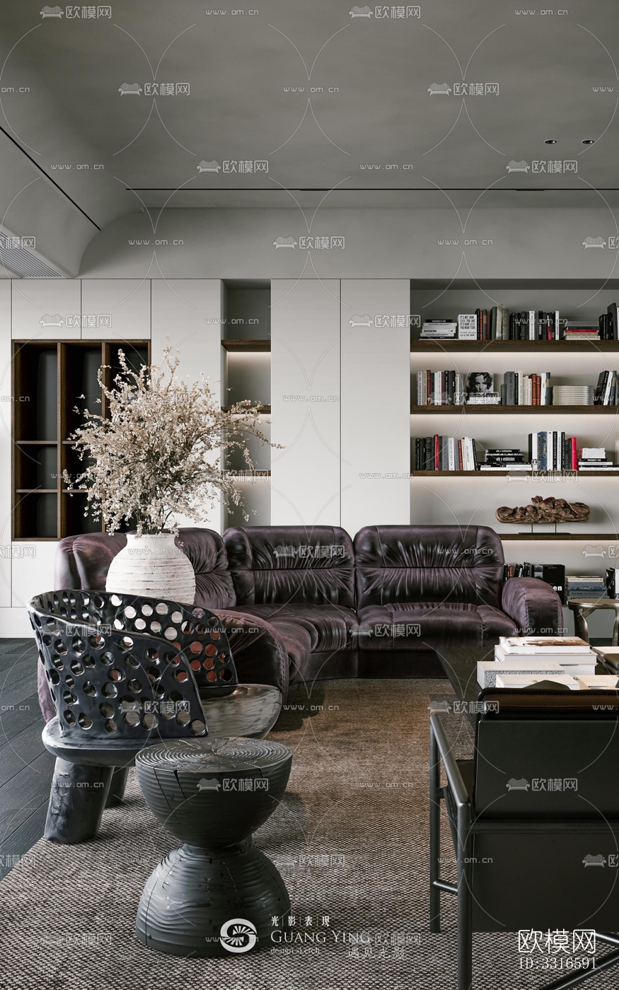 中古风客厅效果图下载（渲染图3）