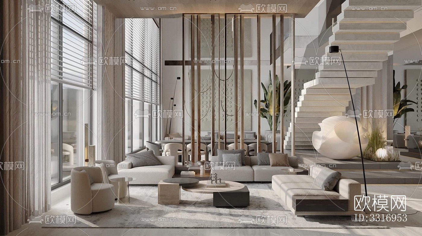 现代客厅效果图下载（渲染图5）