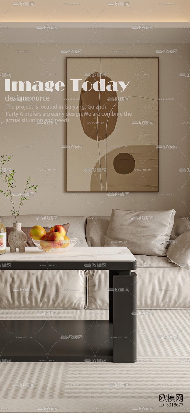 现代客厅效果图下载（渲染图3）