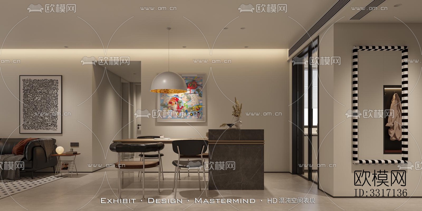 现代客厅效果图下载（渲染图4）