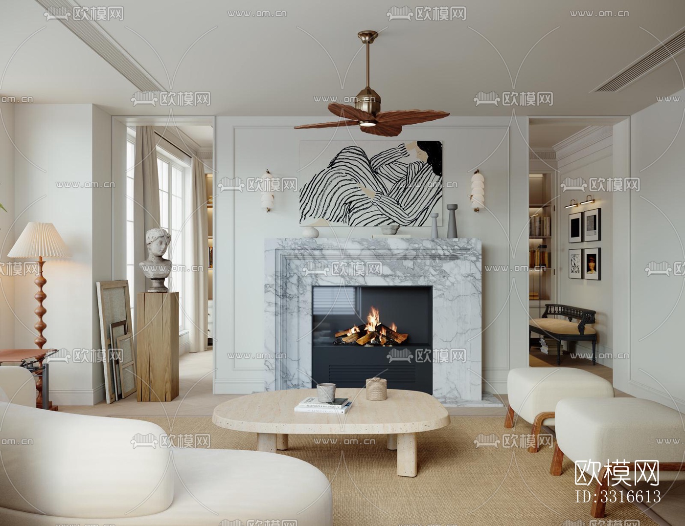 法式客厅效果图下载（渲染图6）