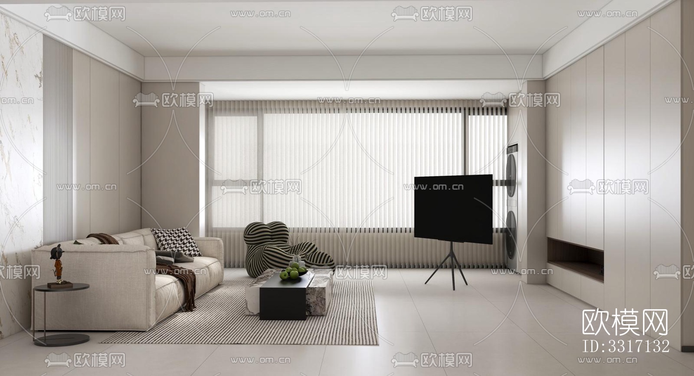 现代客厅效果图下载（渲染图3）