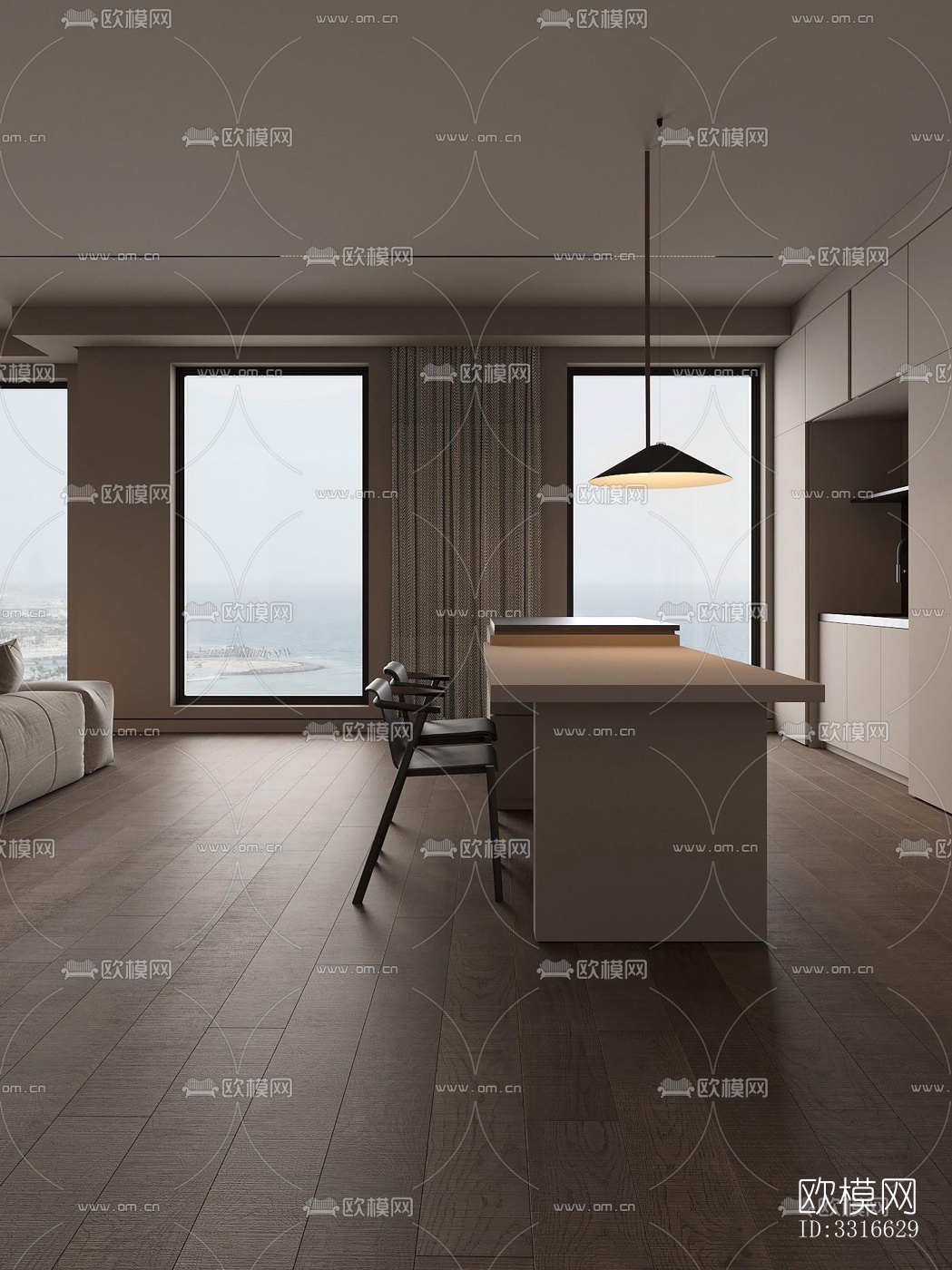 现代客厅效果图下载（渲染图4）