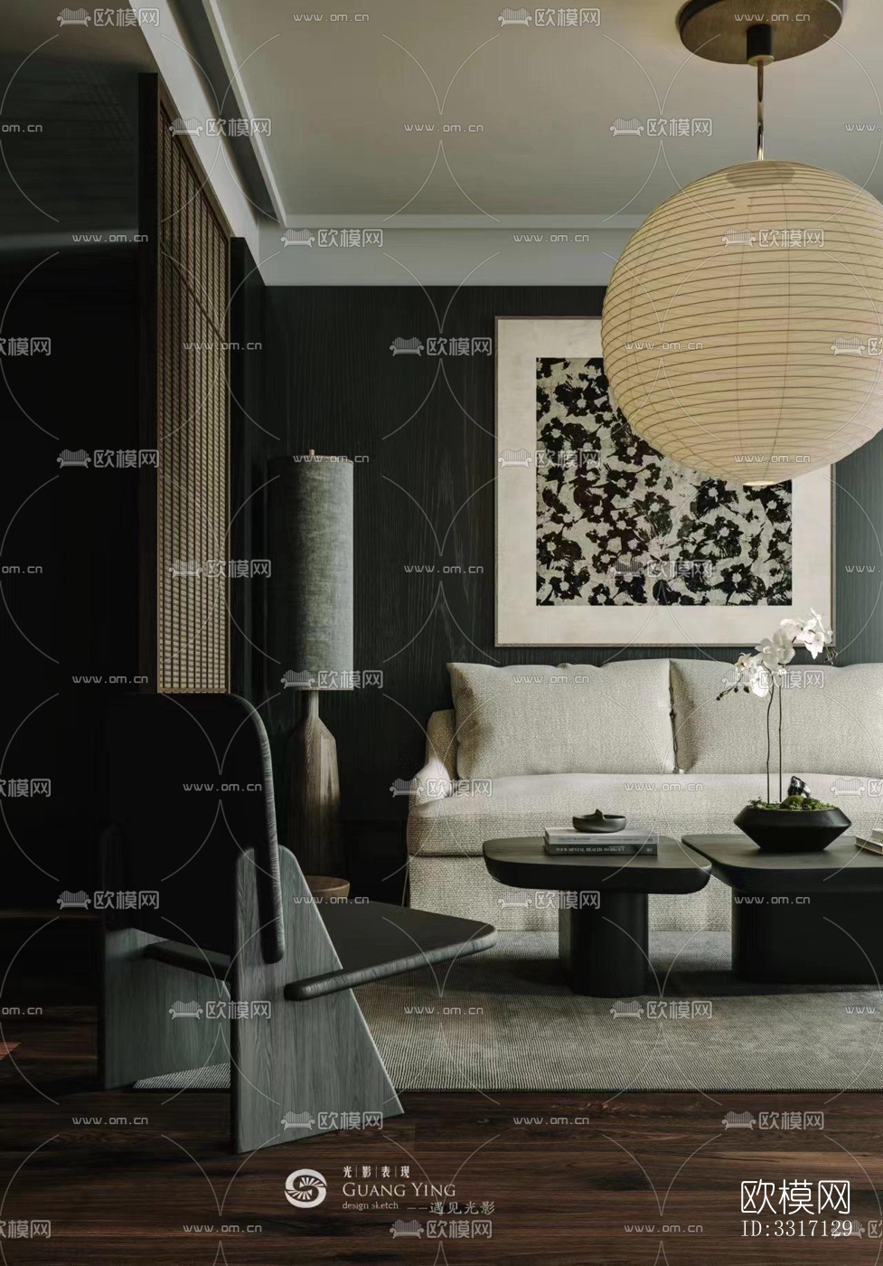 现代客厅效果图下载（渲染图2）