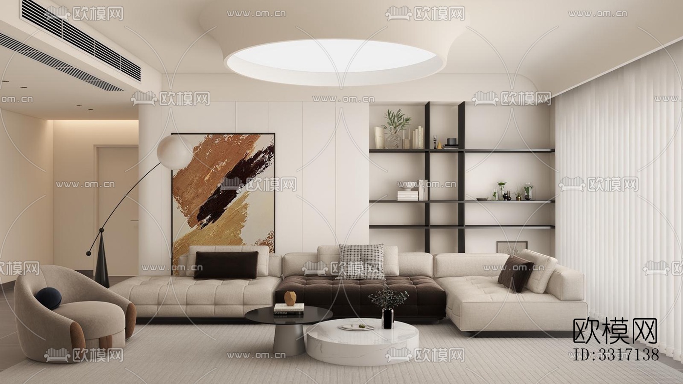 现代客厅效果图下载（渲染图1）